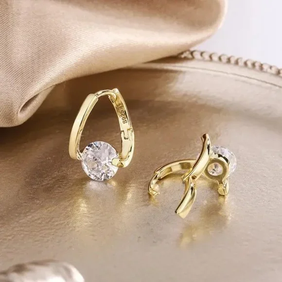 S925 Sterling Silver Love Heart Star White Zircon Earrings Wedding Engagement